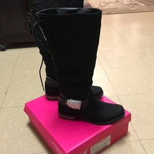 Black Suede Lace Up Boots